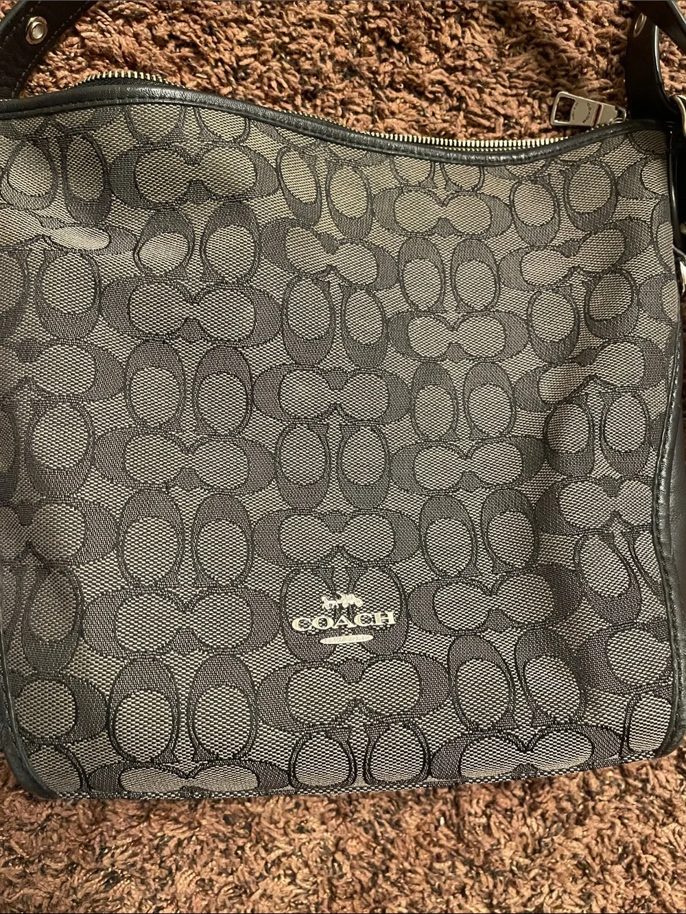 Coach Grey Signature Monogram Crossbody Bag